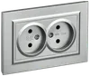 BRITE 2-gang socket without earthing without protective shutters 10A, complete RS12-2-BrA aluminum IEK0
