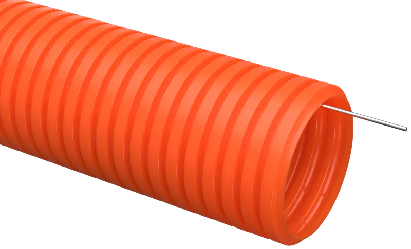 Труба гофрированная ПНД d=32мм с зондом оранжевая тяжелая (25м) IEK