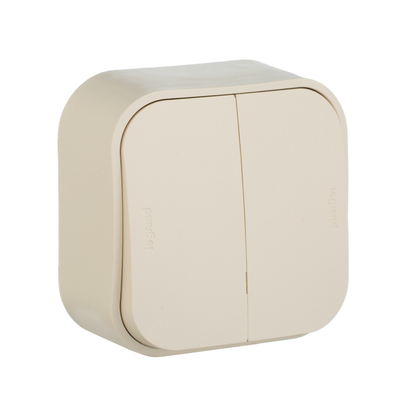 QUTEO Выключатель 2-клавишный для открытой установки схема 5 10АХ слоновая кость