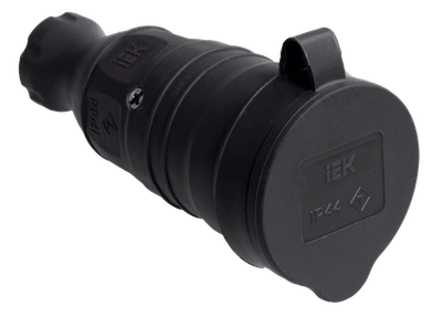 РБп13-1-0м Розетка с защитной крышкой переносная ОМЕГА IP44 каучук IEK