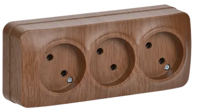 RS23-2-XD Triple socket without grounding contact 16A with opening installation GLORY (oak) IEK