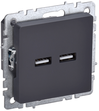 BRITE Розетка USB A+A 5В 3,1А РЮ10-1-БрГ графит IEK
