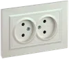 BRITE 2-gang socket without earthing with protective shutters 10A, complete RSsh12-2-BrZh pearl IEK0