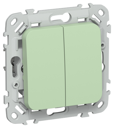 FLITE Выключатель 2-клавишный кнопочный 10А ВС12-2-0-ФлФ фисташковый IEK