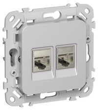 FLITE Розетка 2-местная компьютерная RJ45 категория 6 STP РК6-2-1-ФлА алюминий IEK