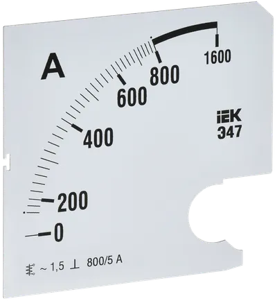 Шкала сменная для амперметра Э47 800/5А класс точности 1,5 96х96мм IEK