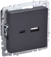 BRITE Розетка USB A+C 18Вт РЮ11-1-БрГ графит IEK0