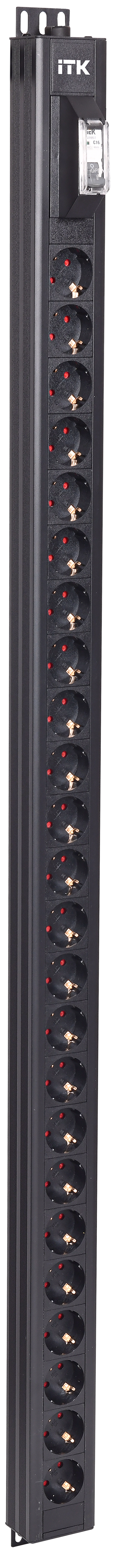 ITK BASE PDU вертикальный PV0102 30U 1 фаза 32А 24 розетки SCHUKO (немецкий стандарт) без кабеля с клеммной колодкой