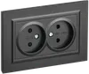 BRITE 2-gang socket without earthing with protective shutters 10A, complete RSsh12-2-BrCh black IEK0