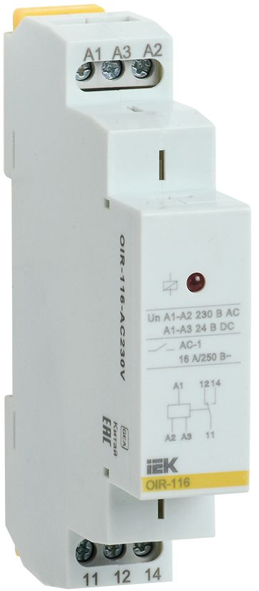 Реле промежуточное модульное OIR 1 контакт 16А 230В AC IEK (OIR-116-AC230V)