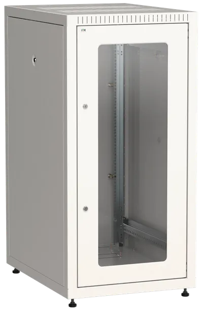 ITK LINEA E Шкаф напольный сетевой 19" 18U 600х800мм стеклянная передняя дверь задняя металлическая серый