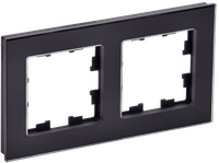 BRITE Рамка 2 -местная РУ-2-2-БрЧ стекло черный IEK