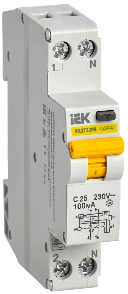 Выключатель автоматический дифференциального тока АВДТ32МL C25 100мА KARAT IEK