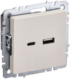 BRITE Розетка USB A+C 18Вт РЮ11-1-БрКр бежевый IEK0