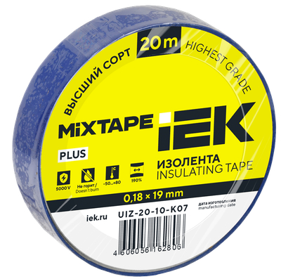 MIXTAPE PLUS Изолента 0,18х19мм синяя 20м IEK