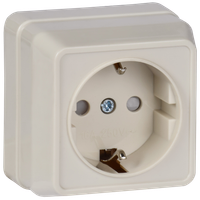 OKTAVA Розетка 1-местная с заземлением с защитными шторками для открытой установки 16А РСш20-3-ОКм кремовый GENERICA