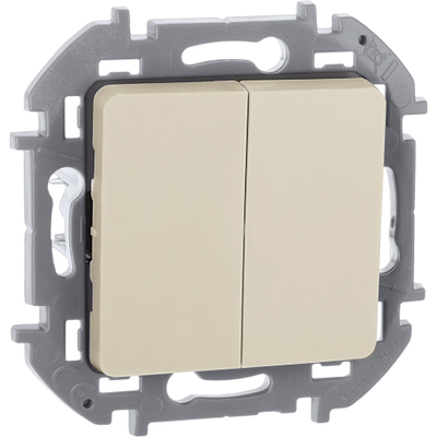 INSPIRIA Выключатель 2-клавишный схема 5 10АХ безвинтовые зажимы слоновая кость
