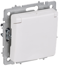BRITE Розетка 1-местная с заземлением с защитными шторками и крышкой 16А IP20 РСбш10-3-БрАБ арктический белый IEK