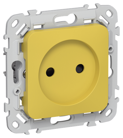 FLITE Розетка без заземления с защитными шторками безвинтовое крепление 10А РСш01-1-ФлЖК желтый карри IEK