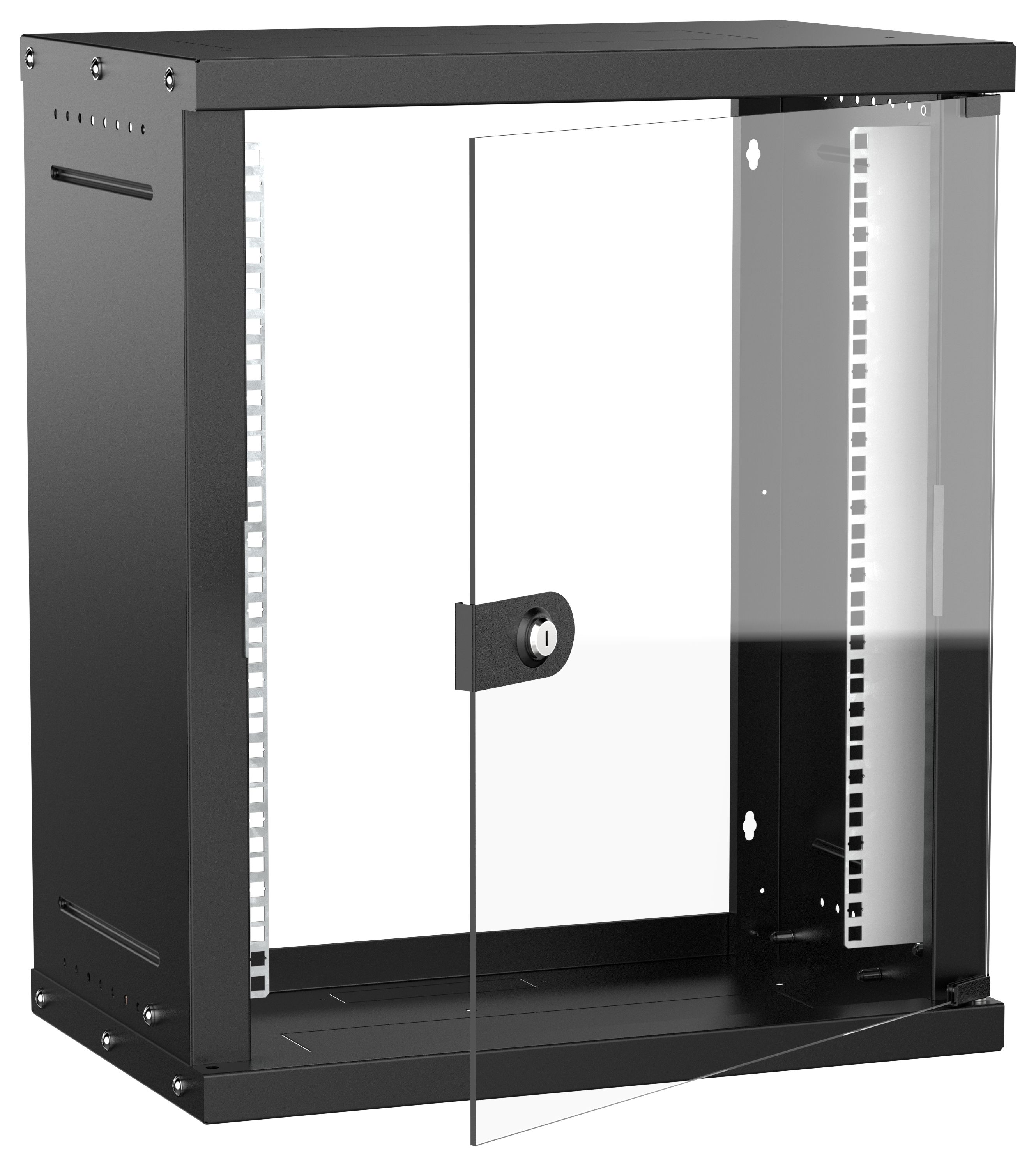 Шкаф настенный 19" 12U 550х350мм стеклянная дверь черный GENERICA (LWE5-12U53-GF-G)