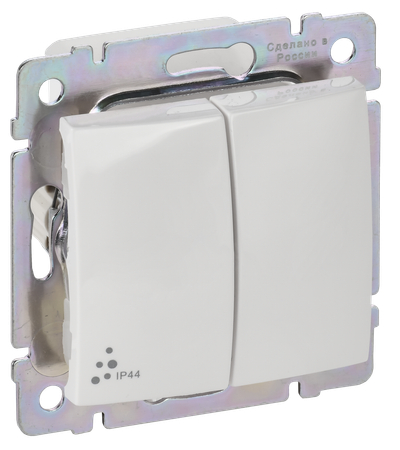 VALENA Переключатель 2-клавишный схема 6/2 10АХ IP44 безвинтовые зажимы белый