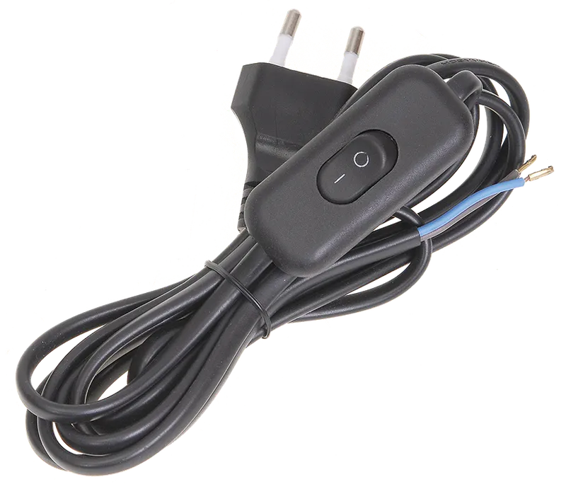 Portable cords with plug and socket USH-1kW 2x0,75/2m, black IEK