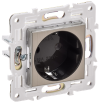 SKANDY Розетка с заземлением без защитных шторок 16А SK-R05N металл никель IEK