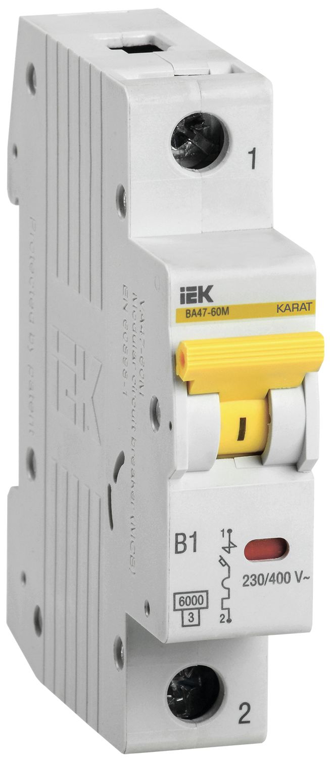 KARAT Автоматический выключатель ВА47-60M 1P B 1А 6кА IEK (MVA31-1-001-B)
