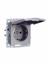 BRITE Розетка 1-местная с заземлением с защитными шторками и крышкой 16А IP44 РСбш10-3-44-БрС сталь IEK1