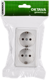 OKTAVA Розетка 2-местная с заземлением для открытой установки 16А РС22-3-ОБ белый GENERICA1