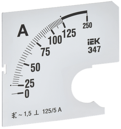 Шкала сменная для амперметра Э47 125/5А класс точности 1,5 72х72мм IEK
