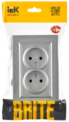 BRITE 2-gang socket without earthing with protective shutters 10A, complete RSsh12-2-BrA aluminum IEK1