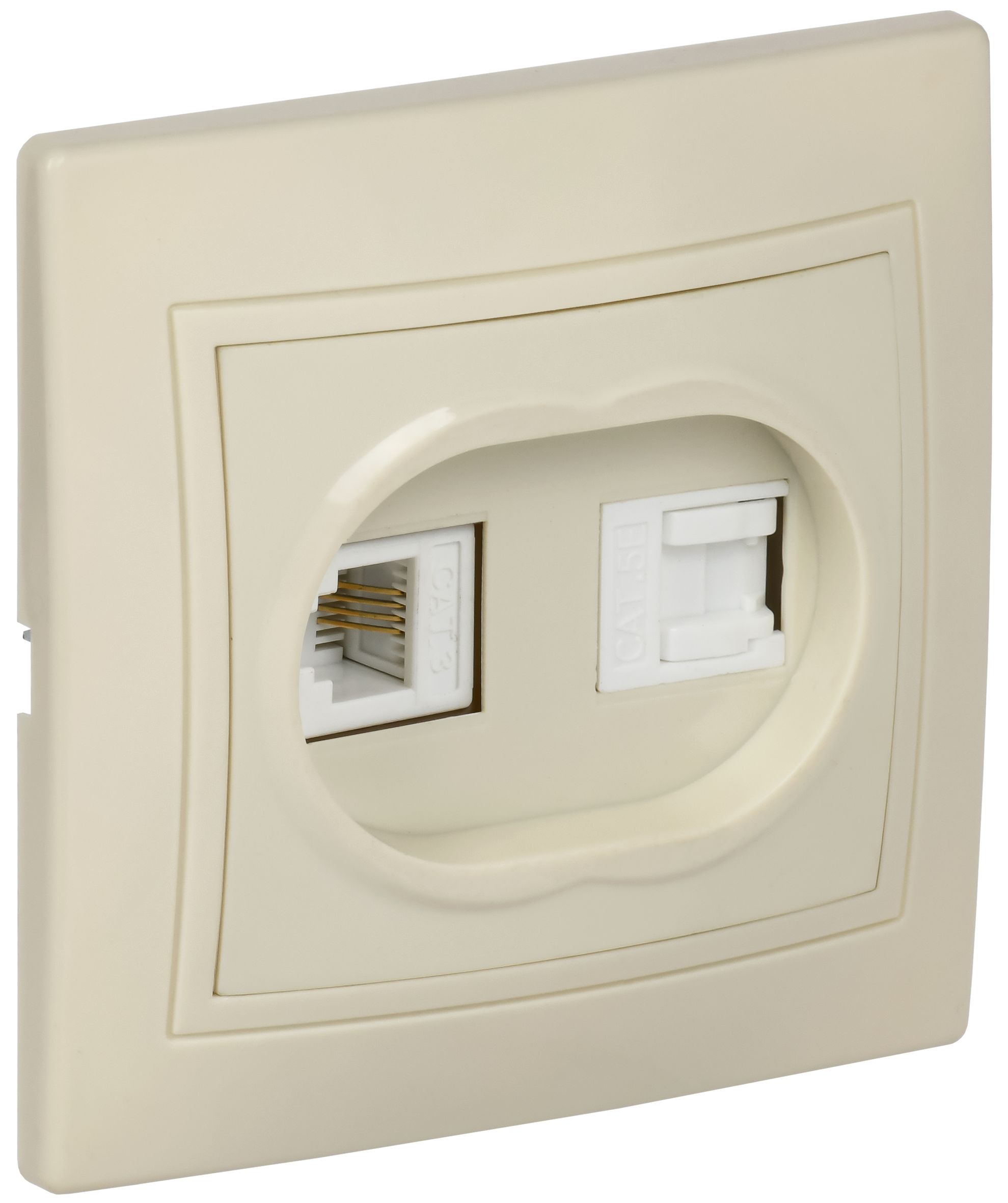 KVARTA Розетка 2-местная RJ11+RJ45 кат.5е РК/Т12-ККм кремовый GENERICA