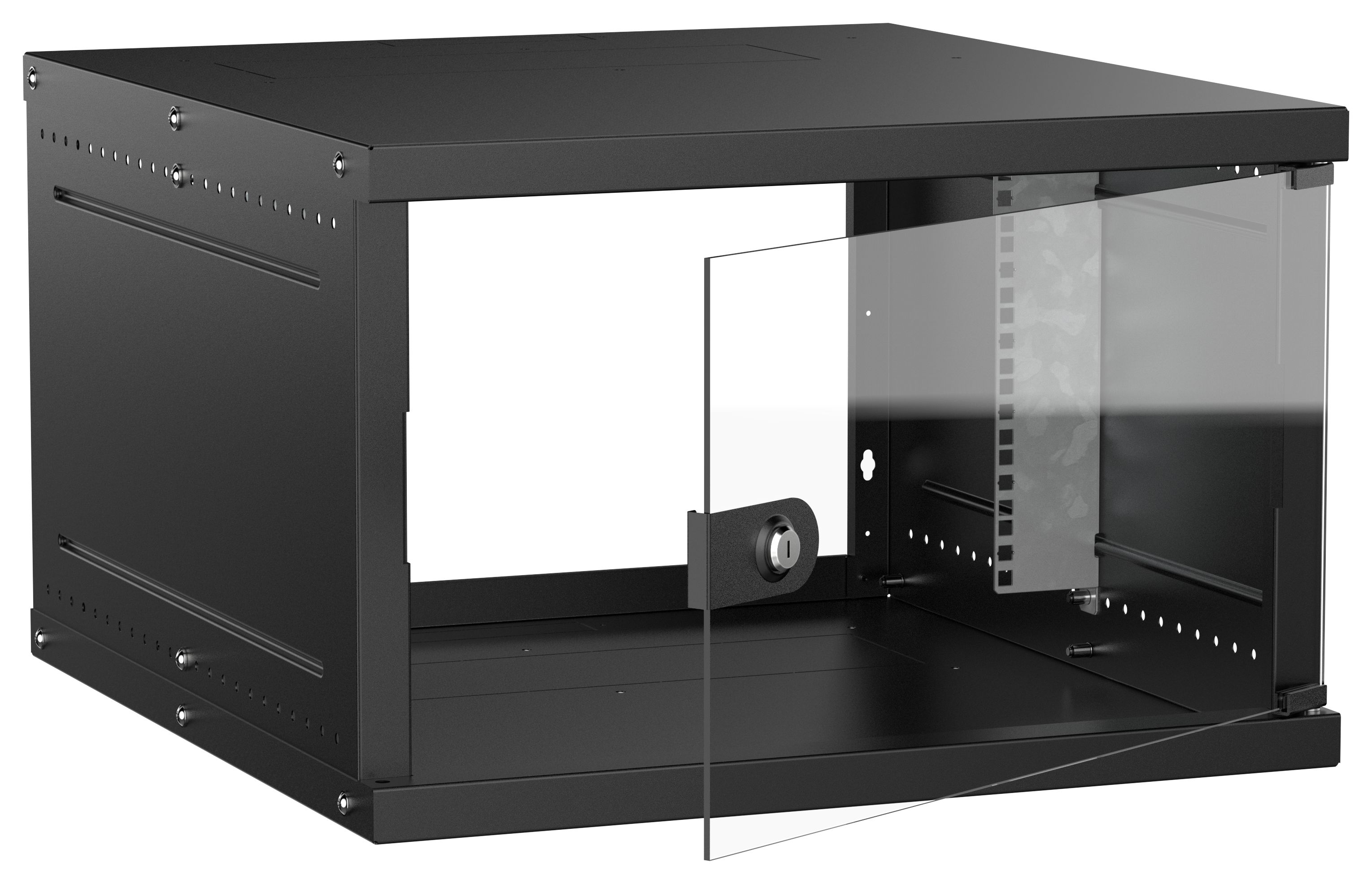Шкаф настенный 19" 6U 600х650мм стеклянная дверь черный GENERICA (LWE5-06U67-GF-G)