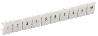 Маркировочные пластины (маркеры) используются для маркировки рядов клеммных сборок пружинного типа (клеммы КПИ) в системах распределения.
Устанавливаются в соответствующие пазы клеммы. Выполнены в виде пластин с десятью маркировочными площадками. Каждая площадка легко отсоединяется друг от друга.
Маркировочные пластины выполнены в двух вариантах: для центрального размещения и бокового.
На маркеры также может наноситься обозначение, например, нумерация №№ 1-10 или символы "L1, L2, L3, N, PE".
Изготавливаются из пластика.