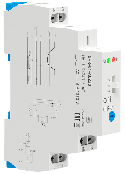 Фотореле OPR-01 с выносным датчиком 1 контакт 230В АС ONI (OPR-01-AC230 ...