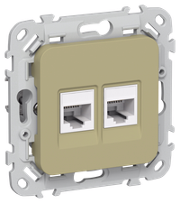 FLITE Розетка 2-местная RJ45/RJ11 категория 5Е/3 UTP РКТ5е/3-2-0-ФлО оливковый IEK