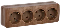 RS24-3-XD Quadruple socket with grounding contact 16A with opening installation GLORY (oak) IEK