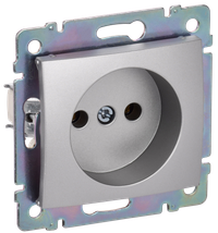 VALENA Розетка 1-местная без заземления без защитных шторок 16А алюминий