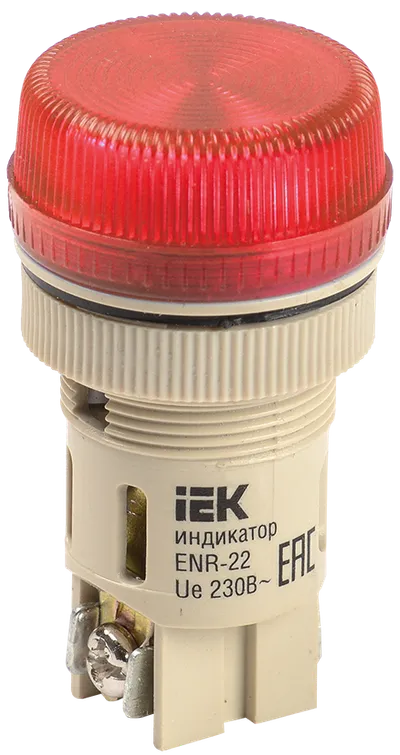 Лампа ENR-22 сигнальная d=22мм красный неон/240В цилиндр IEK