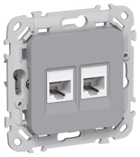 FLITE Розетка 2-местная RJ45/RJ11 категория 6/3 UTP РКТ6/3-2-0-ФлС серый IEK