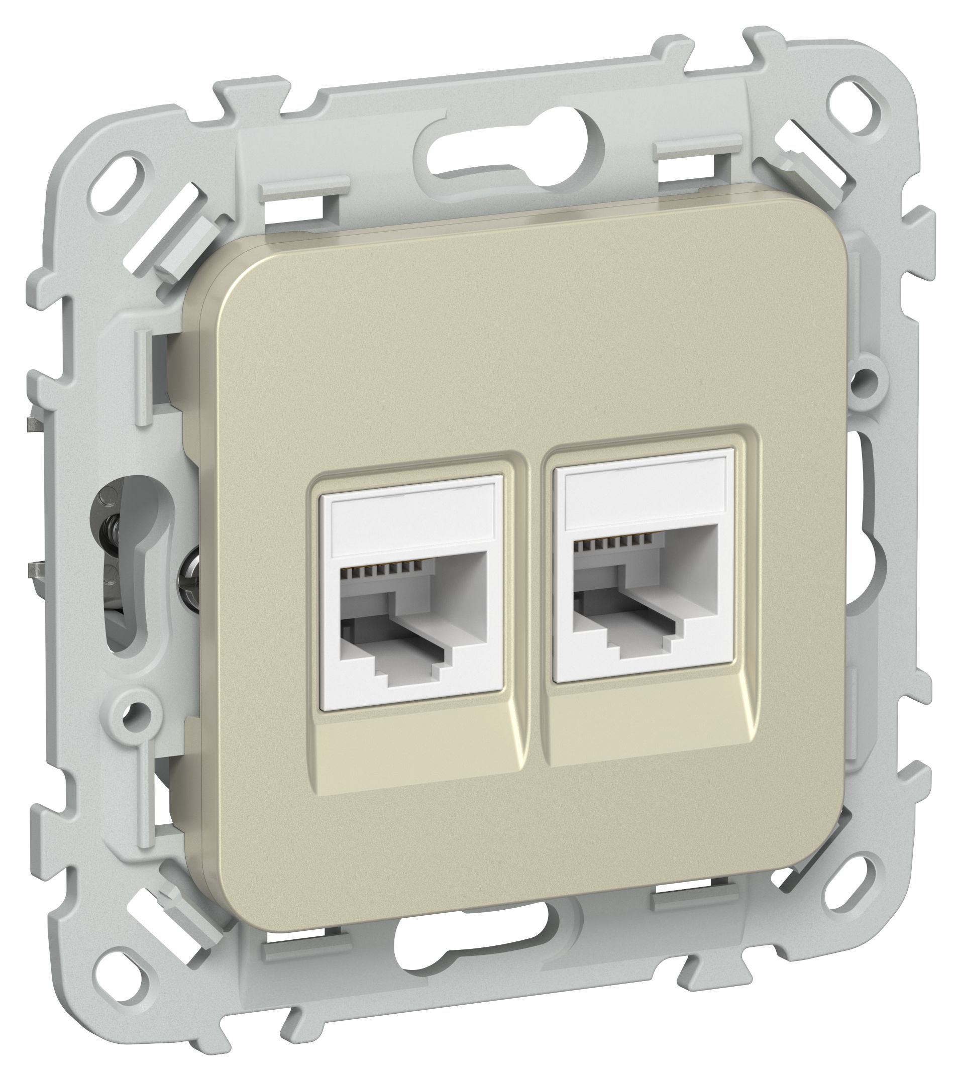 FLITE Розетка 2-местная RJ45/RJ11 категория 6/3 UTP РКТ6/3-2-0-ФлШ шампань IEK