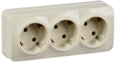 RS23-3-XK Triple socket with grounding contact 16A with opening installation GLORY (cream) IEK