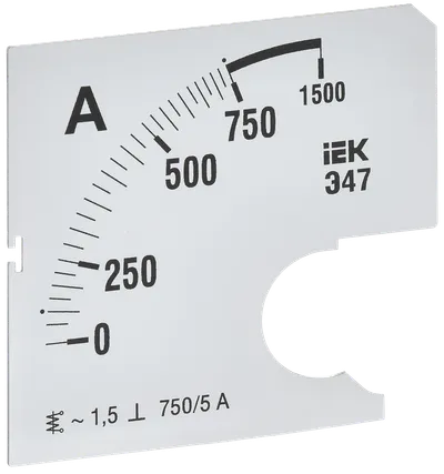 Шкала сменная для амперметра Э47 750/5А класс точности 1,5 72х72мм IEK