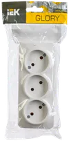 RS23-2-XB Triple socket without grounding contact 16A with opening installation GLORY (white) IEK1