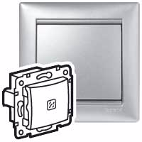 VALENA DIY Выключатель 1-клавишный с подсветкой схема 1L 10АХ безвинтовые зажимы алюминий