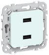 FLITE Розетка USB A+A 3,1А РЮ-2-ФлХЛ холодный лед IEK0