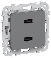 FLITE Розетка USB A+A 3,1А РЮ-2-ФлМА мокрый асфальт IEK