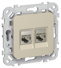 FLITE Розетка 2-местная компьютерная RJ45 категория 5Е STP РК5е-2-1-ФлШ шампань IEK