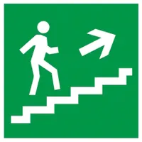 Self adhesive label 150x150mm "Evacuation direction up the stairs to the right"